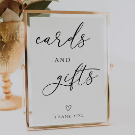 Póster Rótulo simple de tarjetas de matrimonio y regalos