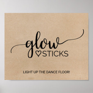 Póster Rótulo simple Faux Kraft Calligraphy Glow Sticks