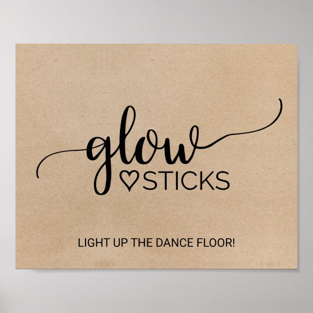 Póster Rótulo simple Faux Kraft Calligraphy Glow Sticks (Frente)