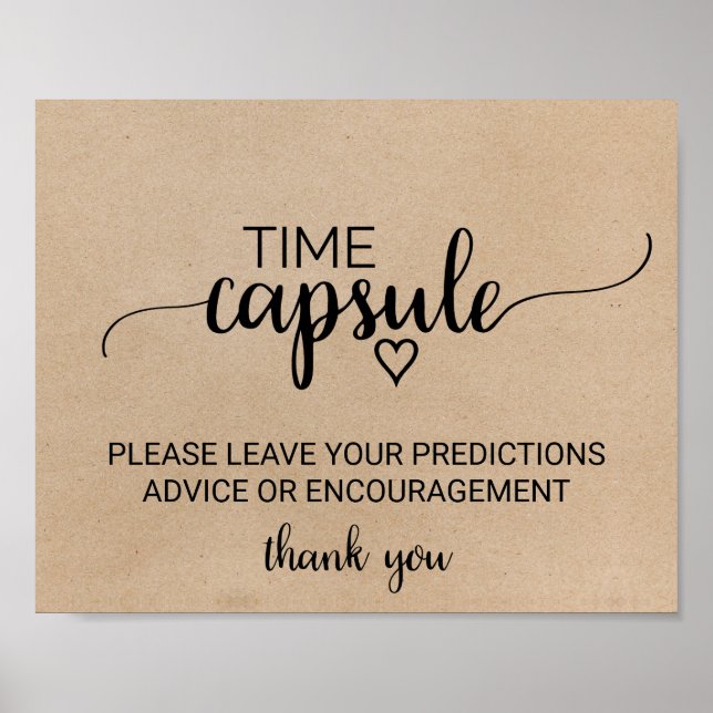 Póster Rótulo simple Faux Kraft Calligraphy Time Capsule (Frente)