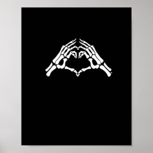 Póster Rótulo Skeleton Heart And Hands