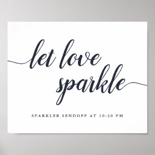 Póster Rótulo Sparkler Sendoff, Boda blanco y de la Marin