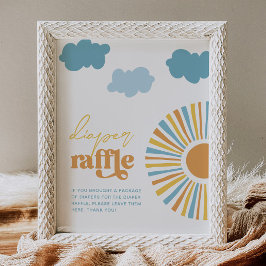 Póster Rótulo Sun Baby Shower Diaper Raffle