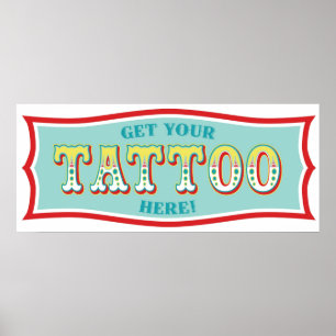 Póster Rótulo Tattoo Booth para cumpleaños temática de ca