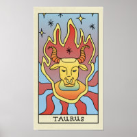 Rótulo Taurus Zodiac Afiche de cosecha artística