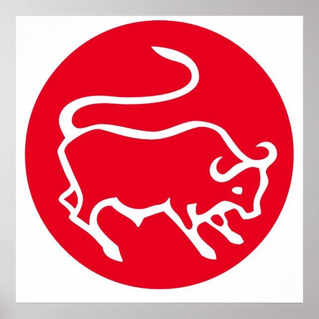 Póster Rótulo Taurus Zodiac Moderno Llanura Minimalista E (Frente)