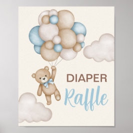 Póster Rótulo Teddy Bear Diaper Raffle
