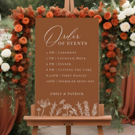 Póster Rótulo Terracotta Boda de eventos Wildflower Order
