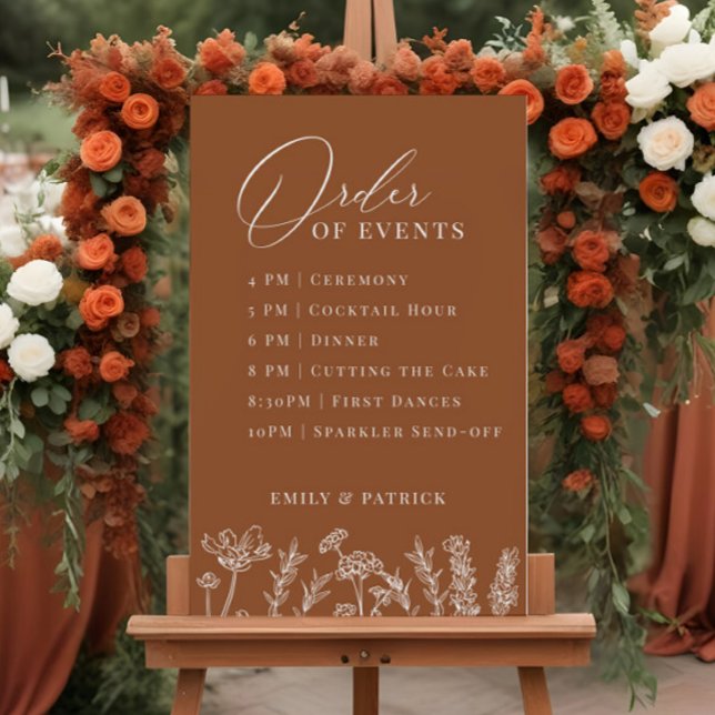 Póster Rótulo Terracotta Boda de eventos Wildflower Order (Subido por el creador)