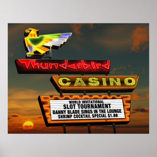 Póster Rótulo Thunderbird Casino Las Vegas Retro Poster (Frente)