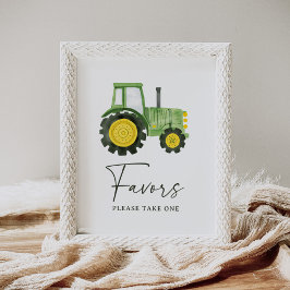 Póster Rótulo Tractor Baby Shower Favors