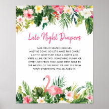 Rótulo Tropical Baby Shower Late Night Diapers