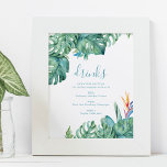 Póster Rótulo Tropical Beach Wedding Cocktails<br><div class="desc">Diseñado para coincidir con mi colección de artículos de papelería de bodas tropicales,  incluye sus cócteles bodas con una frontera de hojas y flores tropicales. Ideal para bodas,  duchas de novias y duchas para parejas. Para ver la suite coincidente,  visite www.zazzle.com/dotellabelle</div>