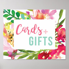 Póster Rótulo Tropical Floral Bridal Shower