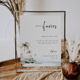 Póster Rótulo Tropical Island Beach Wedding Favor