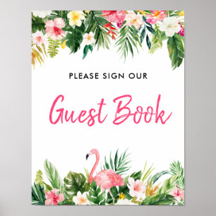 Póster Rótulo tropical Luau Flamingo Nuestro Rótulo Guset