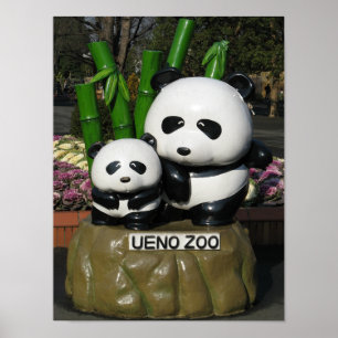 Póster Rótulo Ueno Zoo Panda