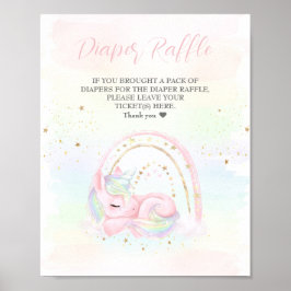Póster Rótulo Unicorn Baby Shower Diaper Raffle