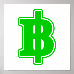 Póster Rótulo VERDE BAHT ฿ dinero tailandés ฿