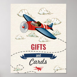 Póster Rótulo Vintage de Regalos y Tarjetas para Aviones
