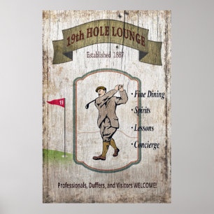 Póster Rótulo Vintage Golf Club