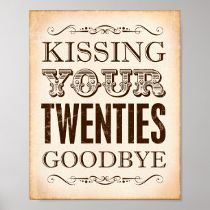 Póster Rótulo Vintage Imprimir KISSING TU ADIÓS DE VEINTE