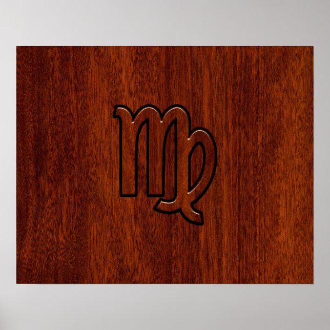 Póster Rótulo Virgo al estilo de la madera de Mahogany (Frente)
