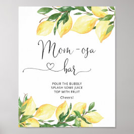Póster Rótulo Watercolor Lemon Baby Shower Mom-osa Bar