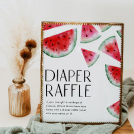 Póster Rótulo Watermelon Diaper Raffle