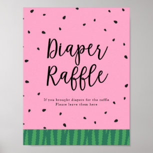 Póster Rótulo Watermelon Diaper Raffle