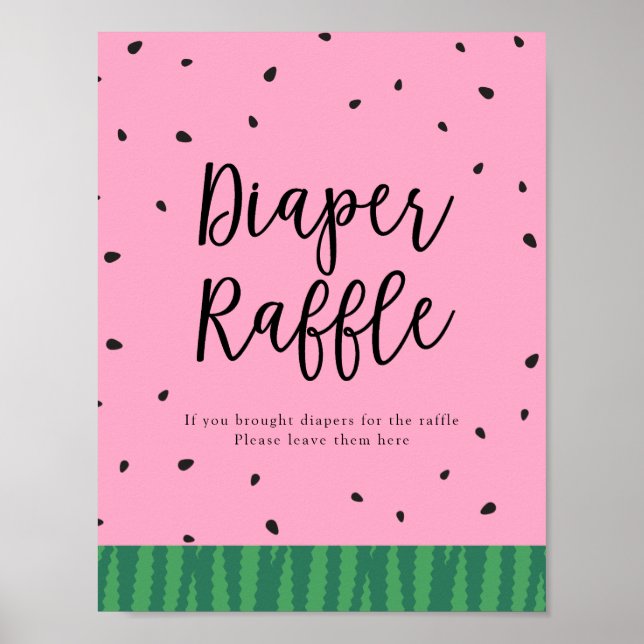 Póster Rótulo Watermelon Diaper Raffle (Frente)