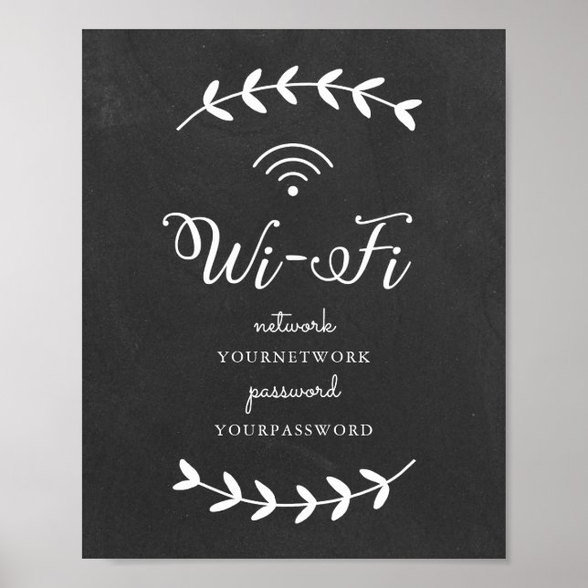 Póster Rótulo Wifi con temática de Chalkboard (Frente)