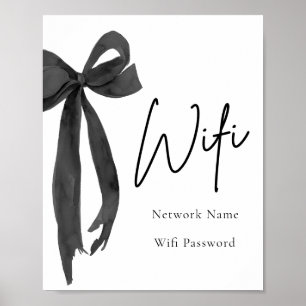 Póster Rótulo Wifi de color negro elegante y moderno