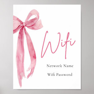 Póster Rótulo Wifi de color rosa Rubor elegante y moderno