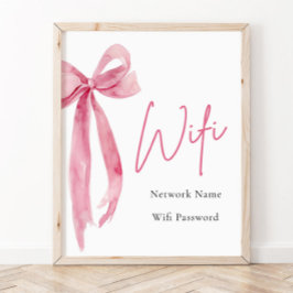 Póster Rótulo Wifi de color rosa Rubor elegante y moderno