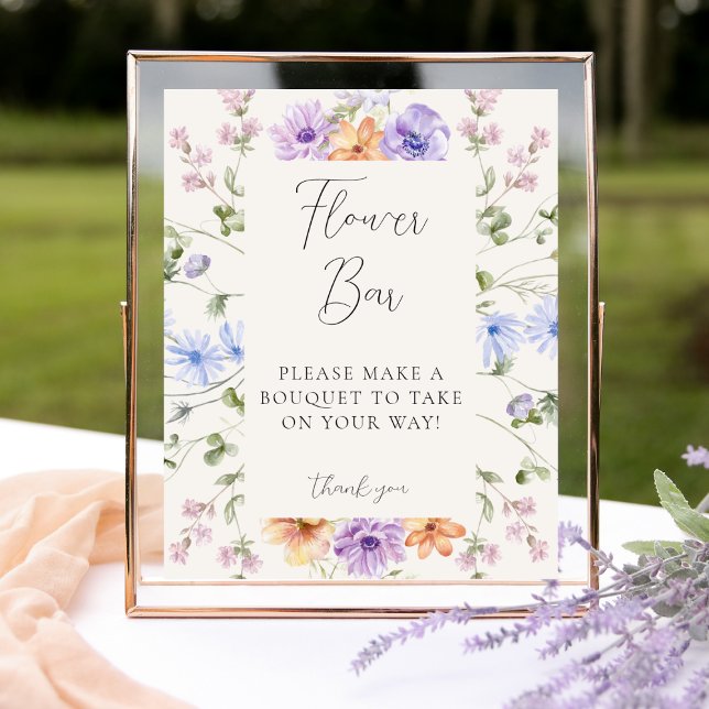 Póster Rótulo Wildflower Bridal Shower Flower Bar (Subido por el creador)