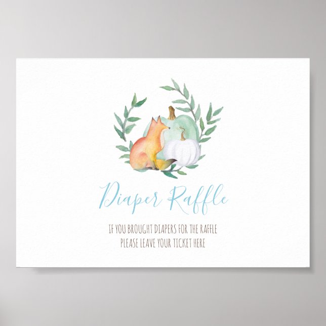 Póster Rótulo Woodland Fox Diaper Raffle (Frente)