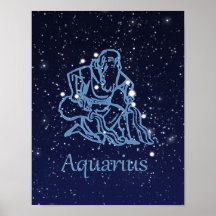 Rótulo y constelación de Aquarius Zodiac