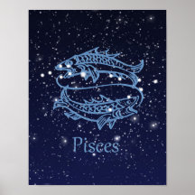 Rótulo y constelación de Pisces Zodiac