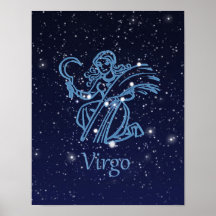 Rótulo y constelación de Virgo Zodiac