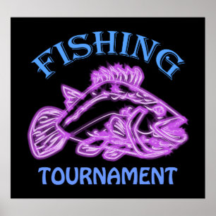 Póster Rótulo y distintivo del torneo pesquero