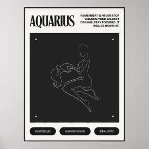 Póster Rótulo Zodiac Aquarius