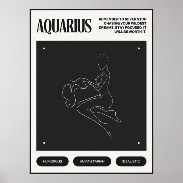 Póster Rótulo Zodiac Aquarius (Frente)