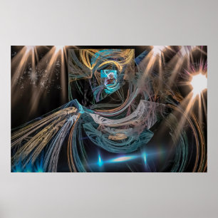 Póster Rótulo Zodiac Aquarius Fractal Art