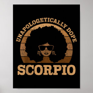Póster Rótulo Zodiac de mujer negra de cordón reina afro
