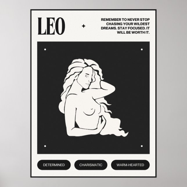 Póster Rótulo Zodiac Leo (Frente)