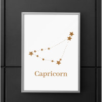 Rótulo Zodiac moderno Capricornio de oro | Tierra 