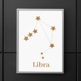 Póster Rótulo Zodiac moderno Libra de oro | Aire de eleme