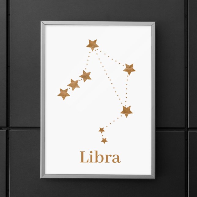 Póster Rótulo Zodiac moderno Libra de oro | Aire de eleme (Subido por el creador)