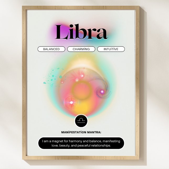 Póster Rótulo Zodiac moderno Poster de elementos de aire  (Modern Zodiac Sign Libra Quote Air Element Poster)